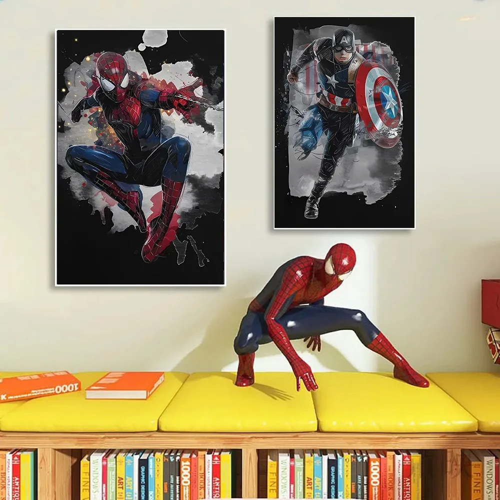 Marvel Movie Poster Spiderman Canvas Painting Iron Man Hulk Art Print Kids Room Decoration Mural for Modern Home Wall Decor Gift