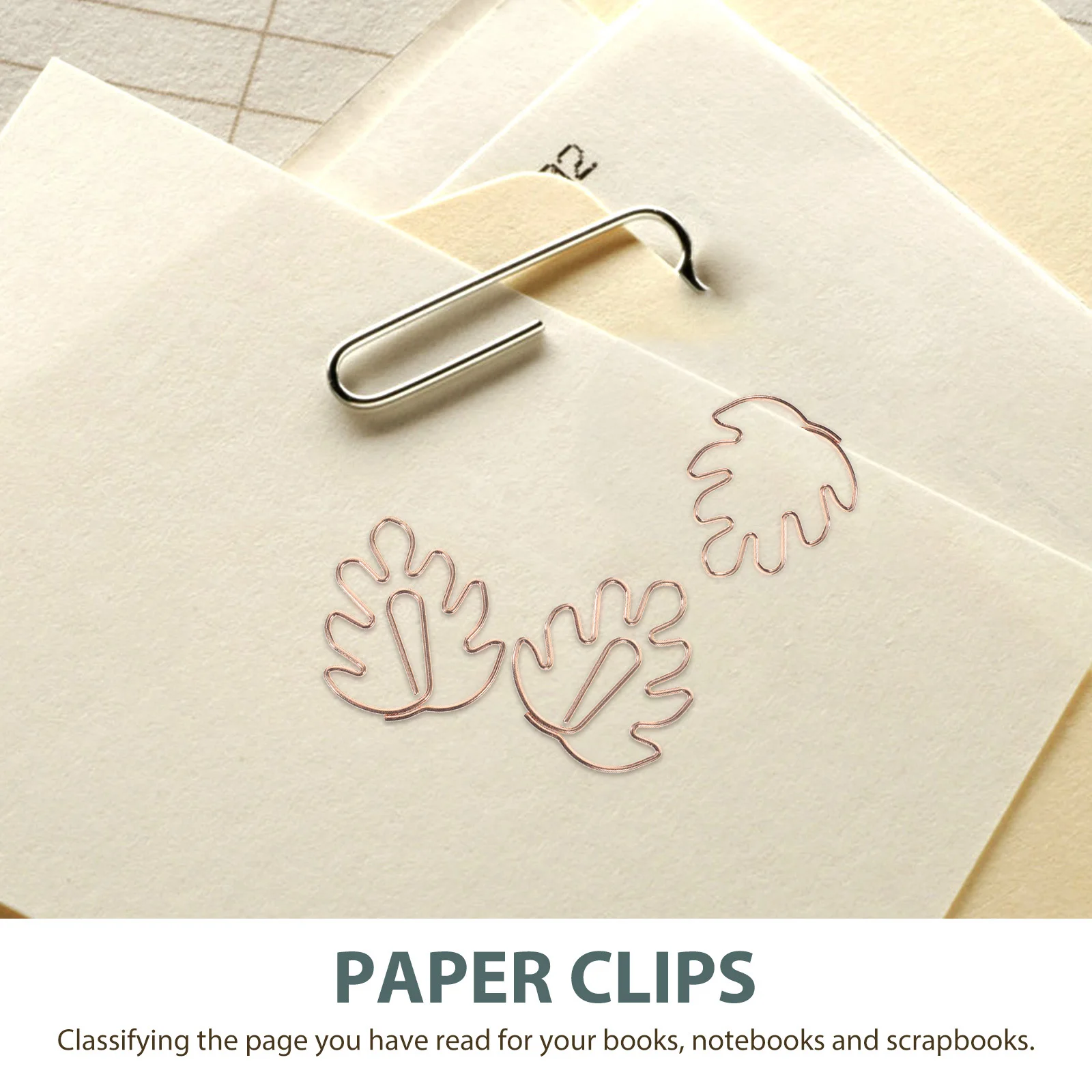 

20pcs Creative Shaped Paper Clips Turtle Leaf Metal Document Clips 30x25mm Rose Gold Small Office Student Supplies Bookmarks