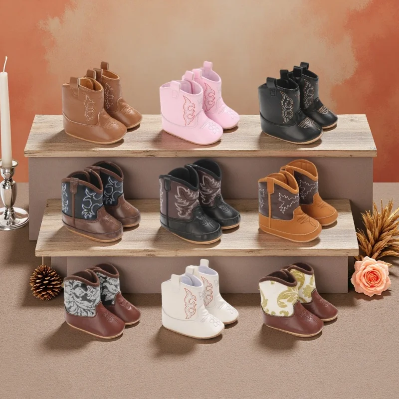New 0-18M Baby Fashion Boots Cute Printed High Quality Soft PU Anti slip Sole Spring and Autumn Newborn Walking Shoes