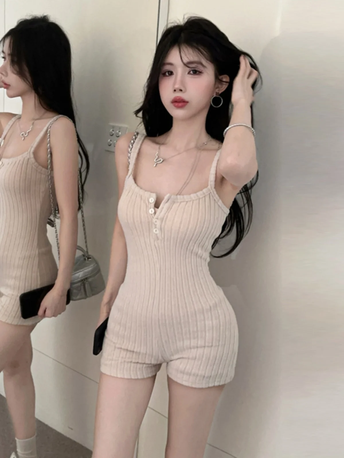 Dopasowany kombinezon z dzianiny, wielokolorowy, z paskiem, jako warstwa bazowa, kombinezon sportowy dla kobiet, modne spodnie z niskim stanem.