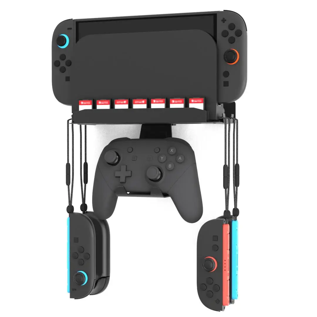 2025 suporte de armazenamento de parede de metal com slot para cartão de jogo para nintendo switch oled/switch 2 controladores de console de jogos joycon