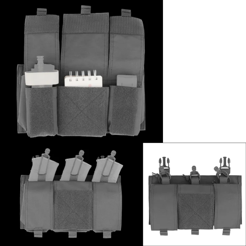 

Triple 7.62 Mag Holder | Quick Attach Panel Lightweight Rifle Magazine Platform | For Hunting Equipment Accessories