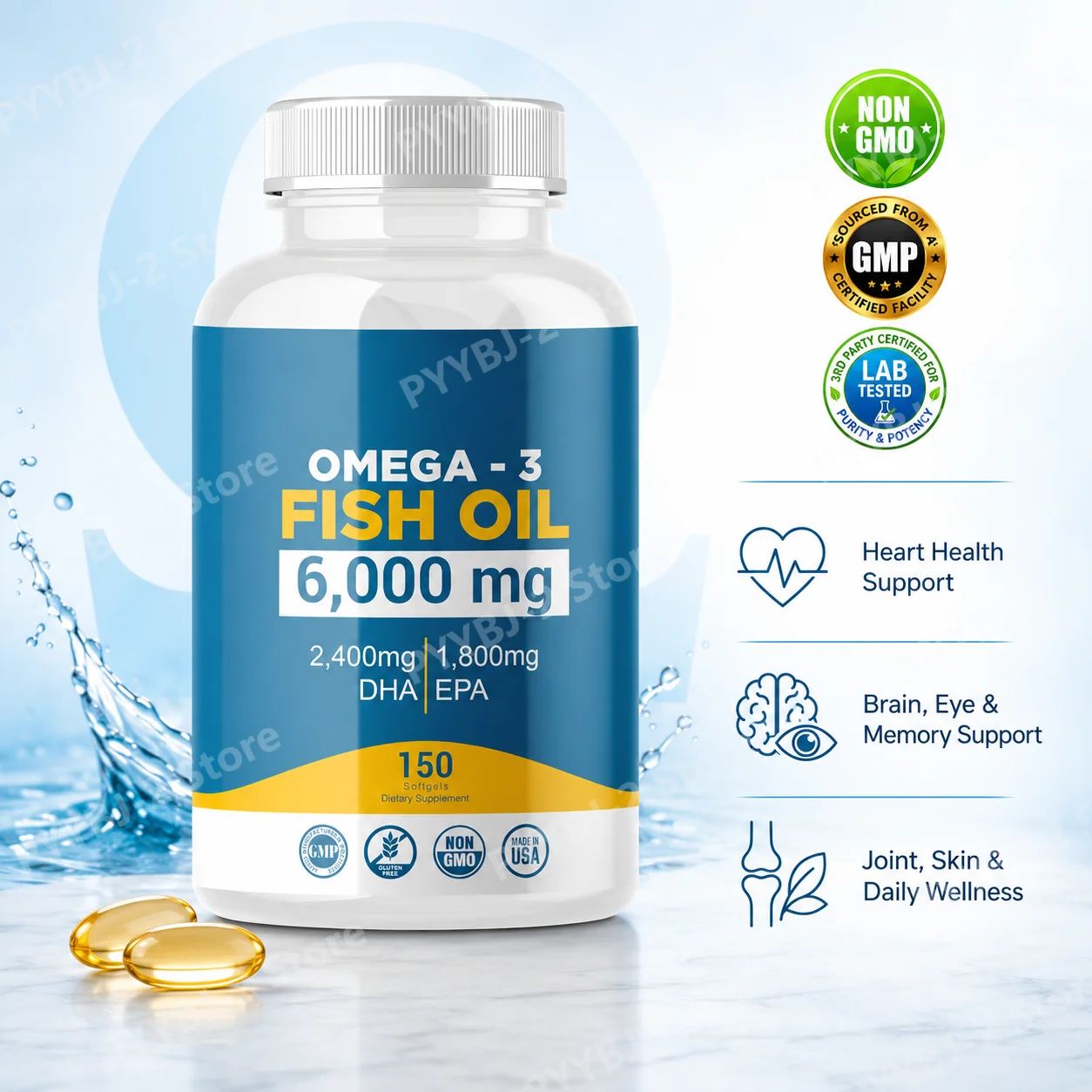 Wellness Health Nutrition - Cápsulas de Aceite de Pescado con