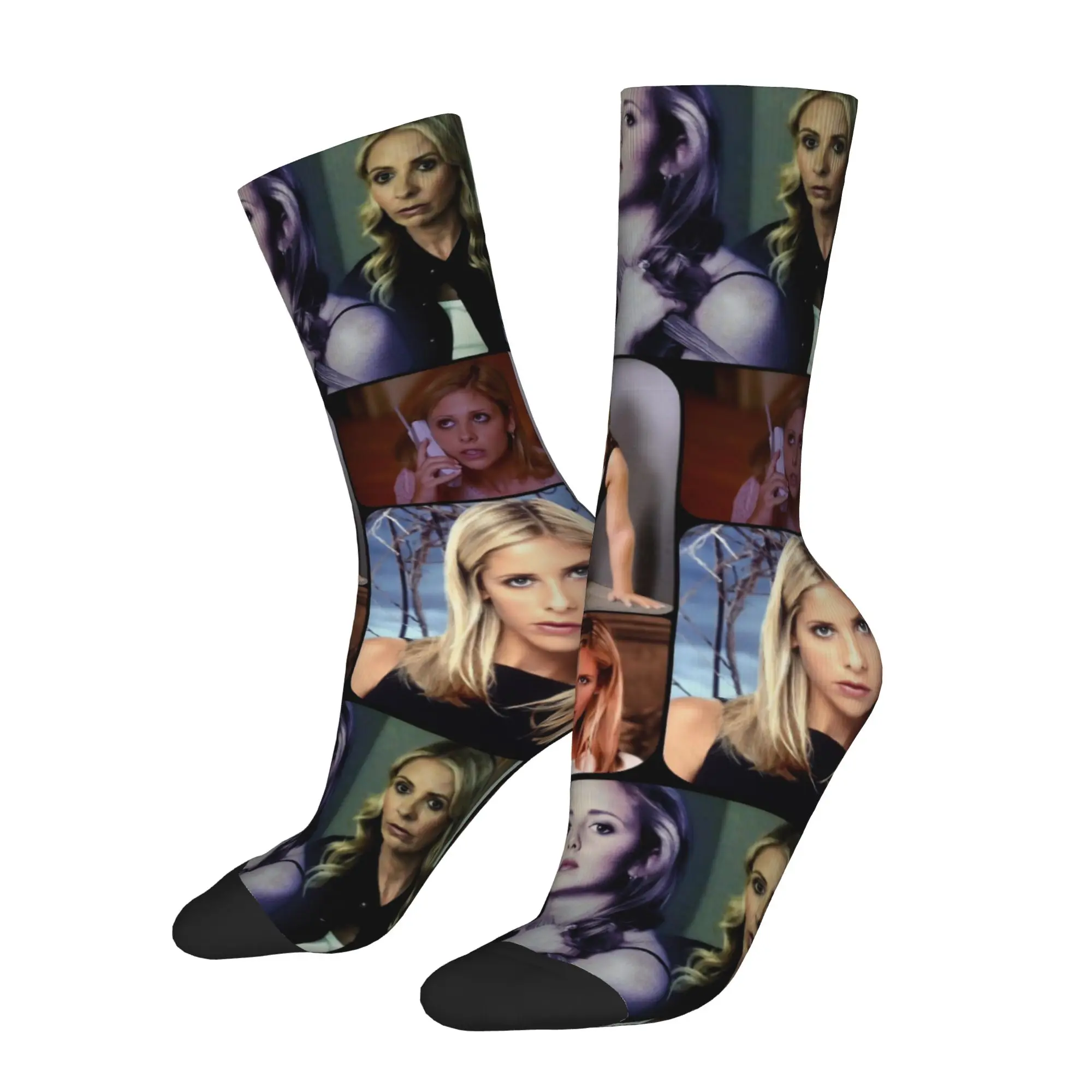 Fashion Buffy the Vampire Slayer Soccer Socks Horror Movie Polyester Crew Socks for Women Men Non-slip