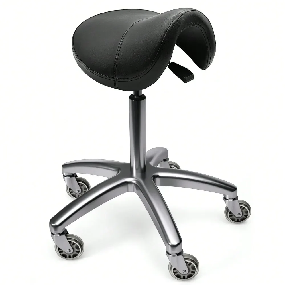 

Stool With Wheels Black Adjustable Rolling Chair Swivel Salon Chair Without Backrest For Spa Massage Office Blackhair Chair For