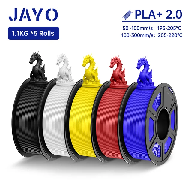 JAYO PLA + Filament Upgrade 2.0 5 Rolki PLA plus Filament do drukarki 3D Wytrzymałość Materiał do drukowania 3D dla FDM Bez splątania