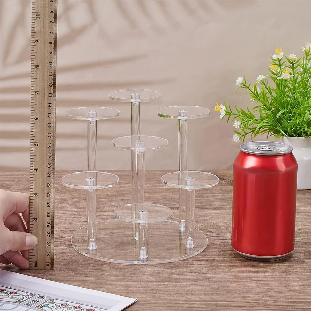Acrylic Transparent Round Jewelry Display Stand Storage for Jewelry Ring Bracelet Cupcake Perfume Doll Organizer Shelf