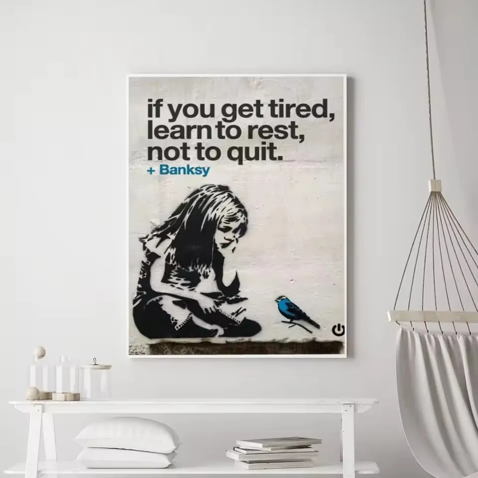 Large Size Graffiti Street if You Get Tired Learn To Rest Not to Quit Poster Nordic Canvas Art Print Picture Wall Art Home Decor