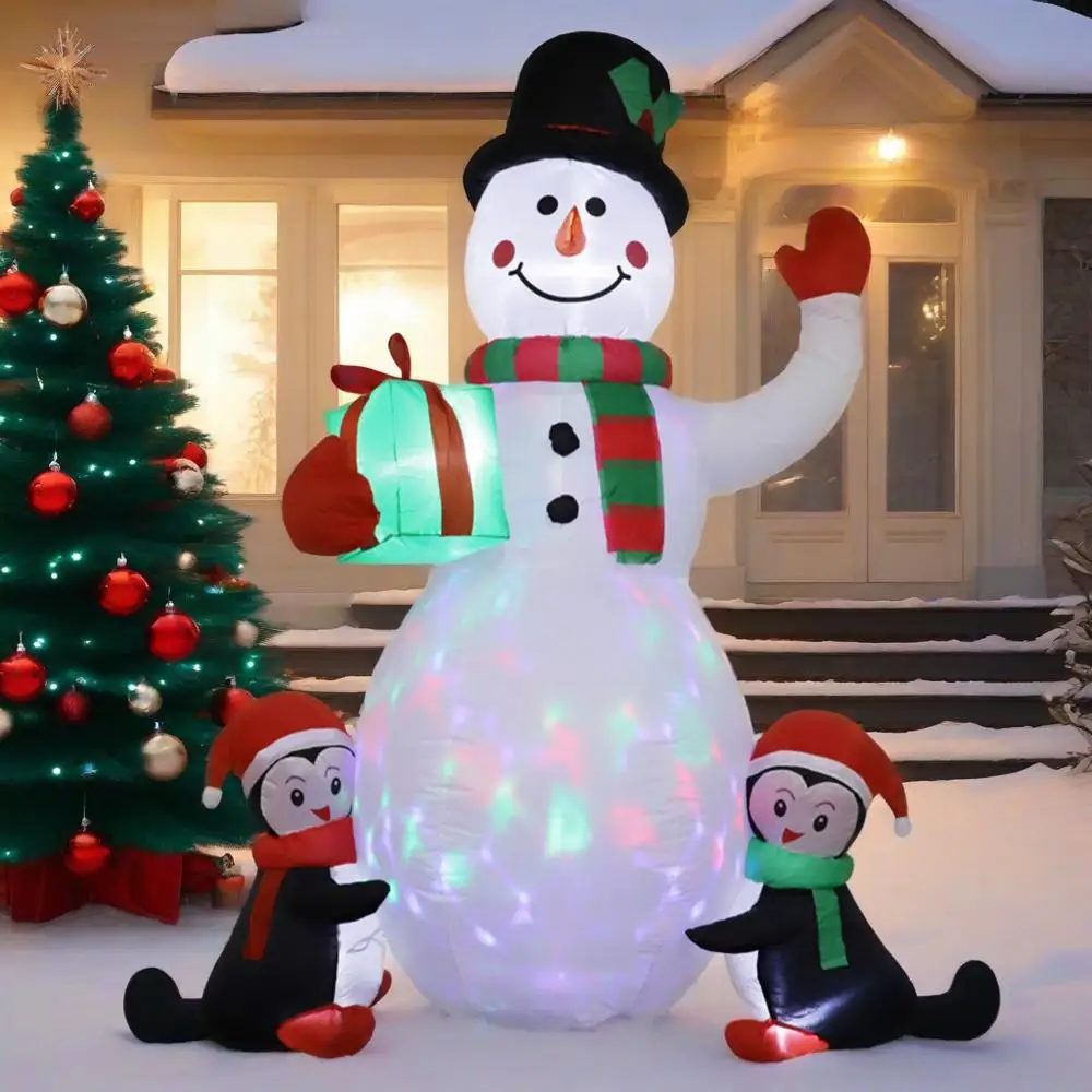 

5.91FT Christmas Inflatable Model LED Light Cute Snowman Penguin Inflatable Toys Garden Outdoor Yard Party Festival Decoration