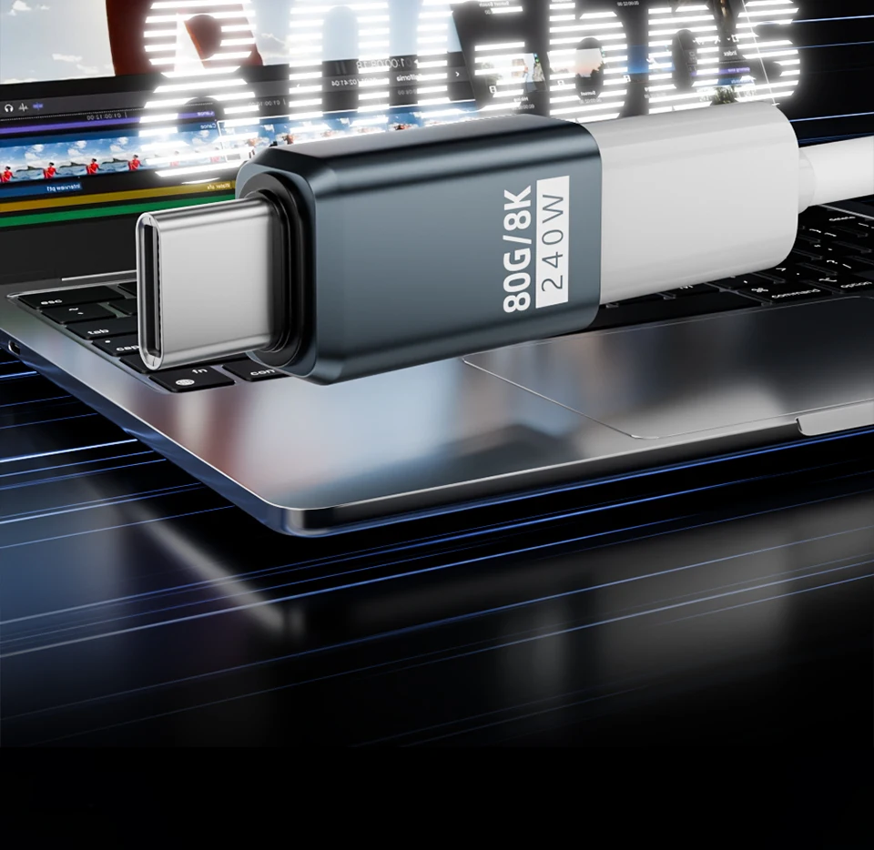 USB4 V2 90-Grad-Typ-C-Winkeladapter 80 Gbit/s Thunderbolt 5 4 3 Winkeladapter 240 W USB-C-Kabelstecker 40 Gbit/s für MacBook Air – Detail 6