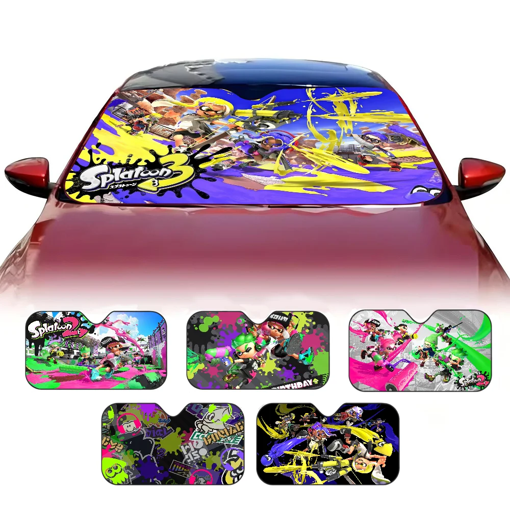 

Splatoon Summer car sunshade front windshield sunshade Sunblock thermal insulation sunshade umbrella Retractable