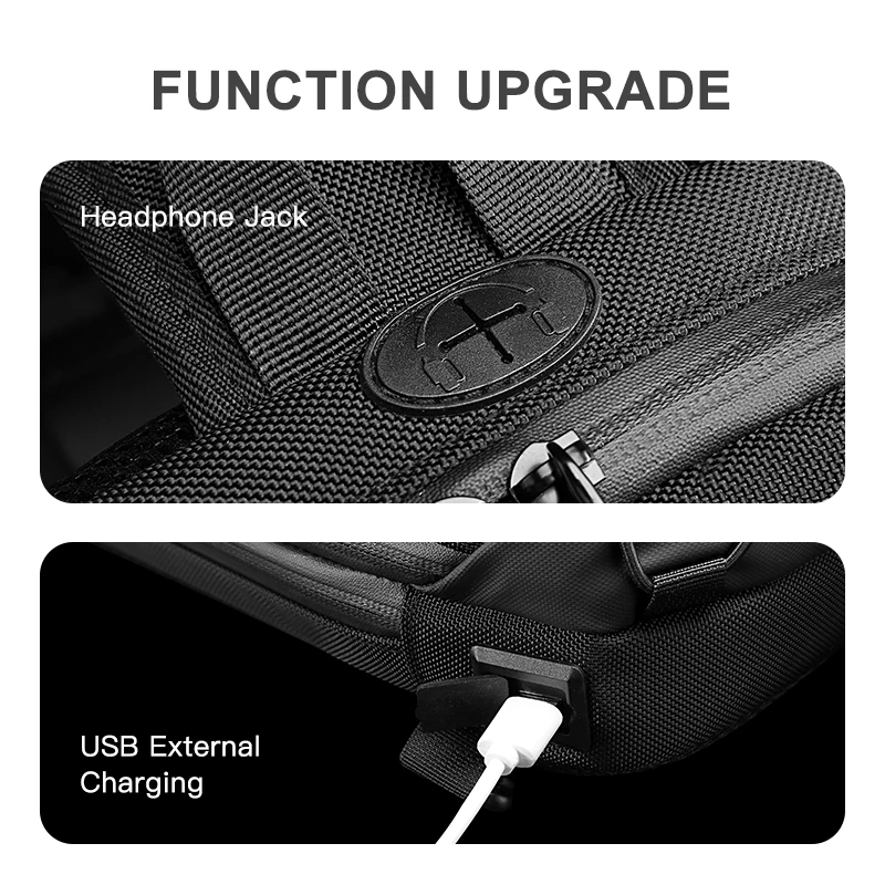 OZUKO Multifunction Men Shoulder Bag Anti-theft Chest Bags for Men Waterproof Sling Messenger Bag Male USB Charge Crossbody Bag