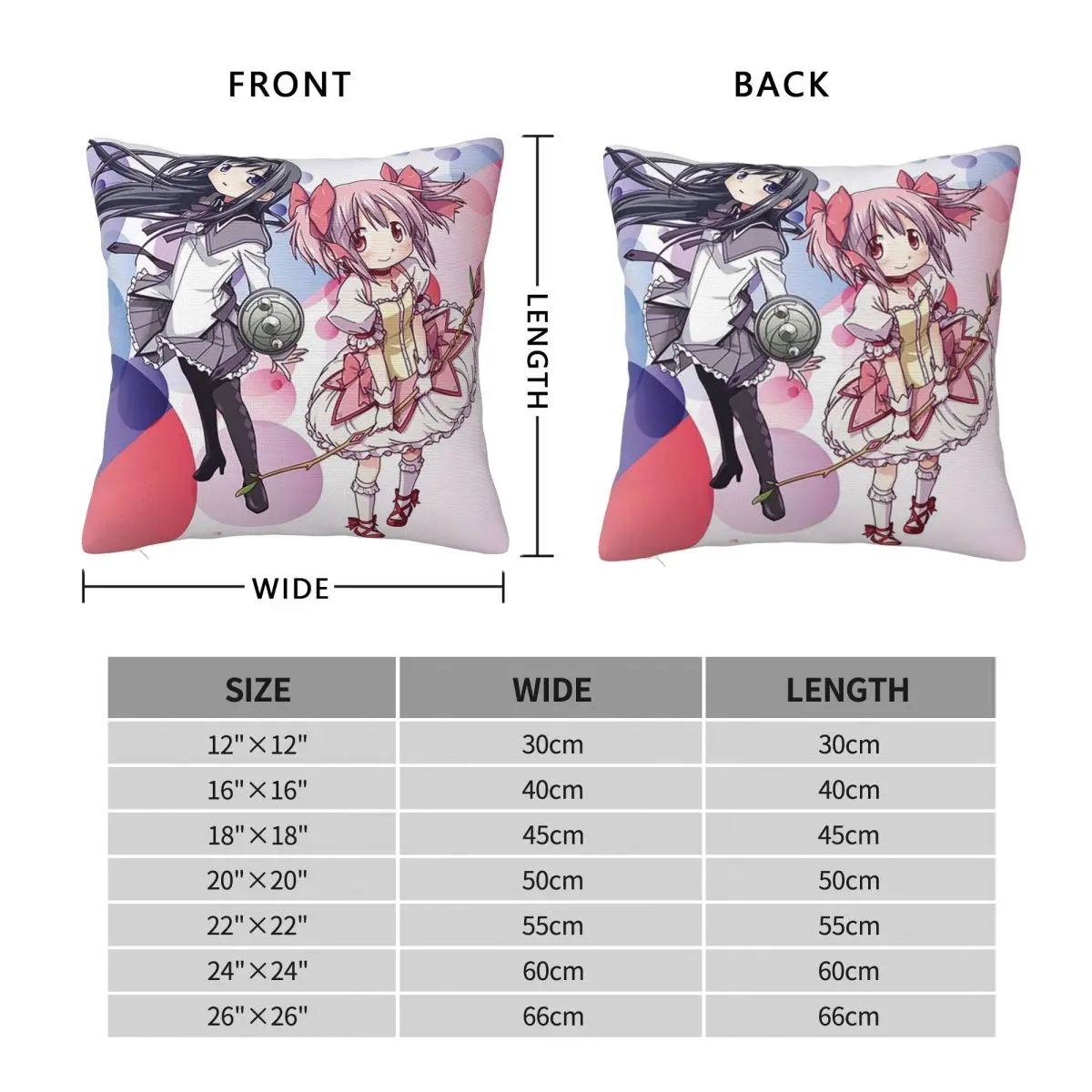 Puella Magi Madoka Magica Square Pillowcase Cushion Cover Pillow Case Throw Pillow Cover for Home Sofa Living Room
