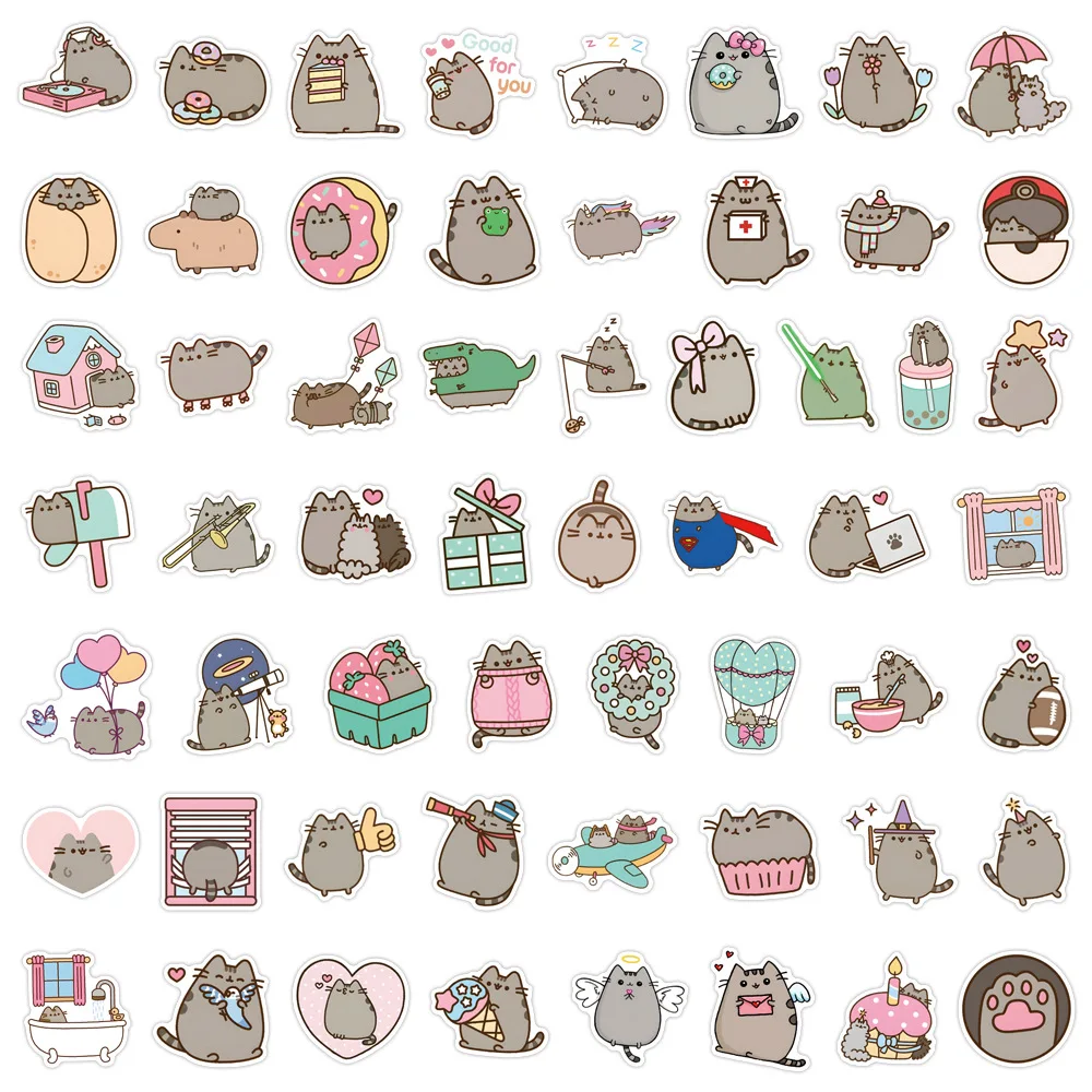 55-110pcs Pusheen Anime Stickers Waterproof Graffiti Skateboard Notebook Phone Cute Decoration Decals Toys