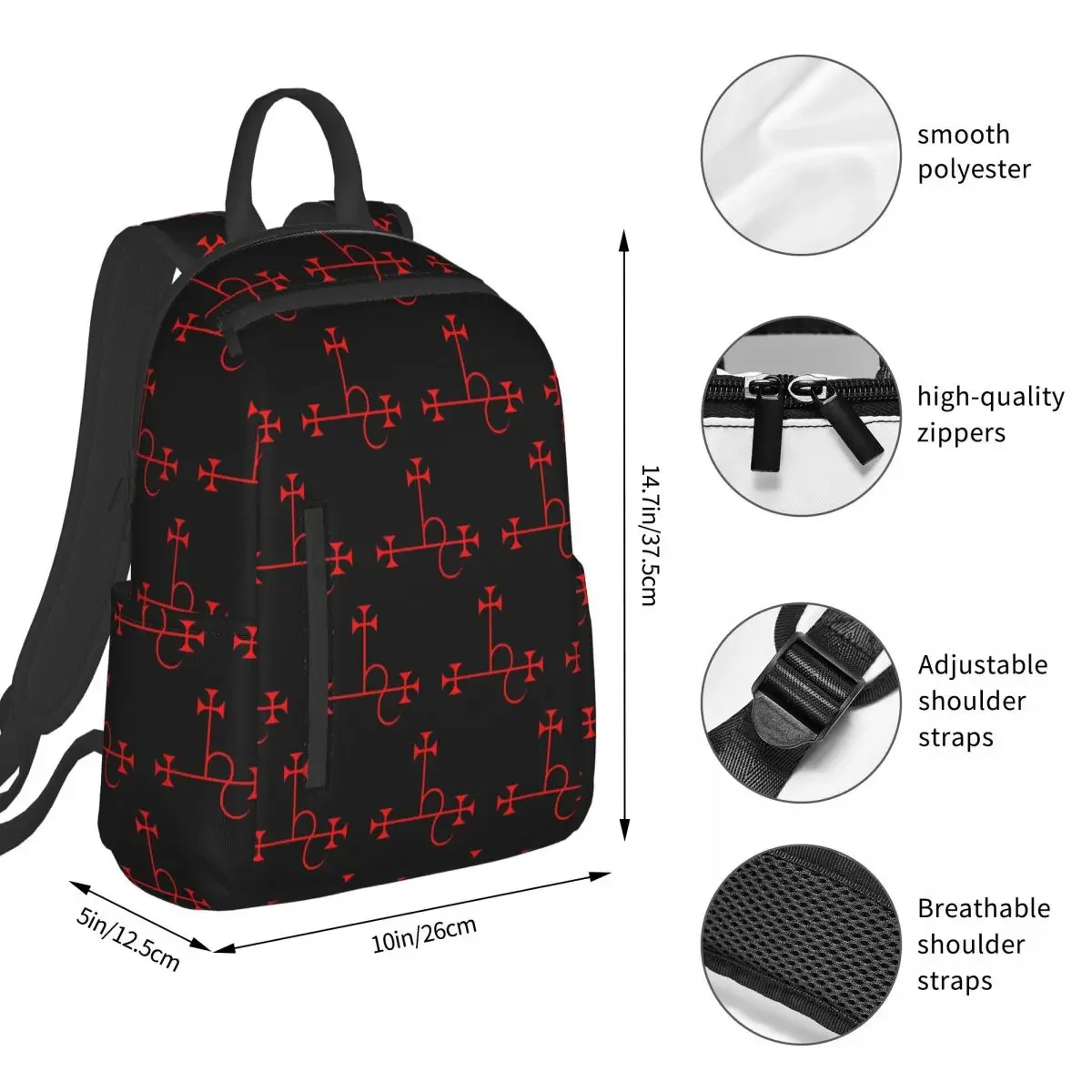 Lilith - Goetia Style Sigil - Uncircled (Red) Poster Backpack BookBag Children School Bag Computer Shoulder Bags Boys Girls