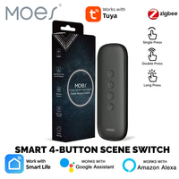 MOES Tuya ZigBee Smart Scene Switch 4Button Portable Wireless 12 Scenario Scene Switch Remote Control Automation Battery Powered