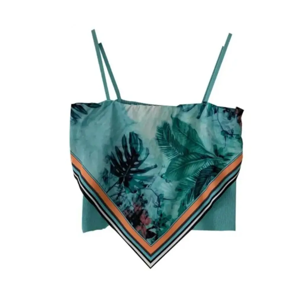 New Retro Camisole Cotton Cashew Flower Wear Tube Top 39cm Triangle Scarf