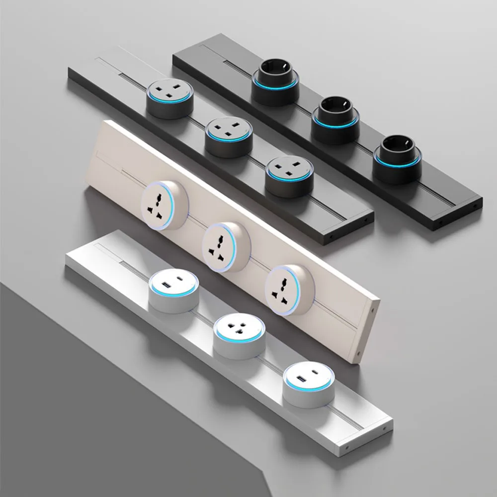 2500W Power Track Socket, Anti Shock Kitchen Movable Rail Power Adapter