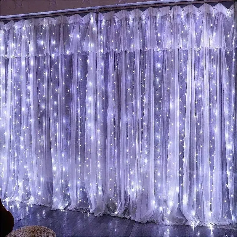 3/4/6M LED Curtain Lights Fairy Garland on the Window USB 8 Modes Light String Christmas Wedding Party Festoon Home Decoration