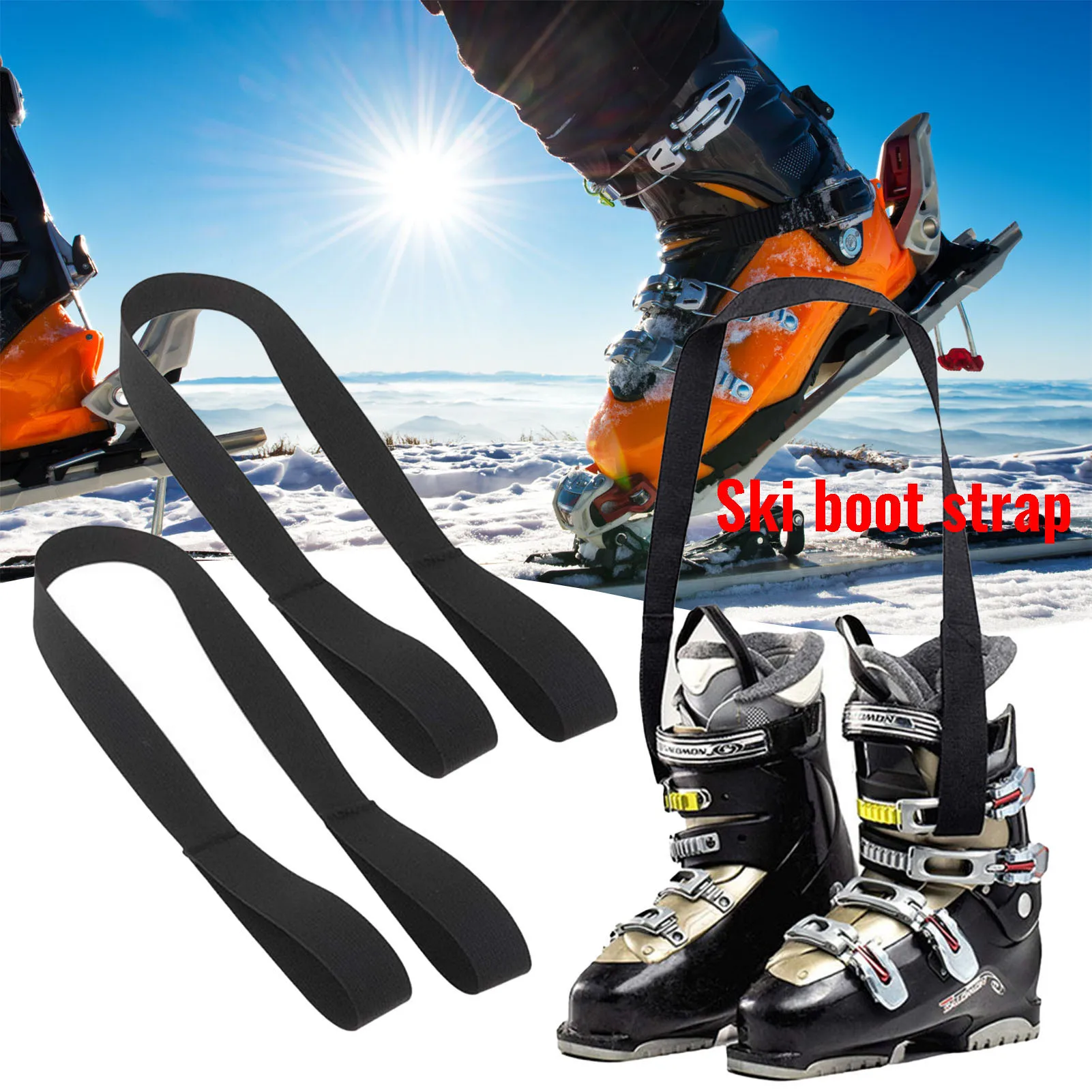 Correas de portador de botas de esquí, correa de hombro negra, accesorio deportivo de invierno, ideal para hombres, mujeres y niños