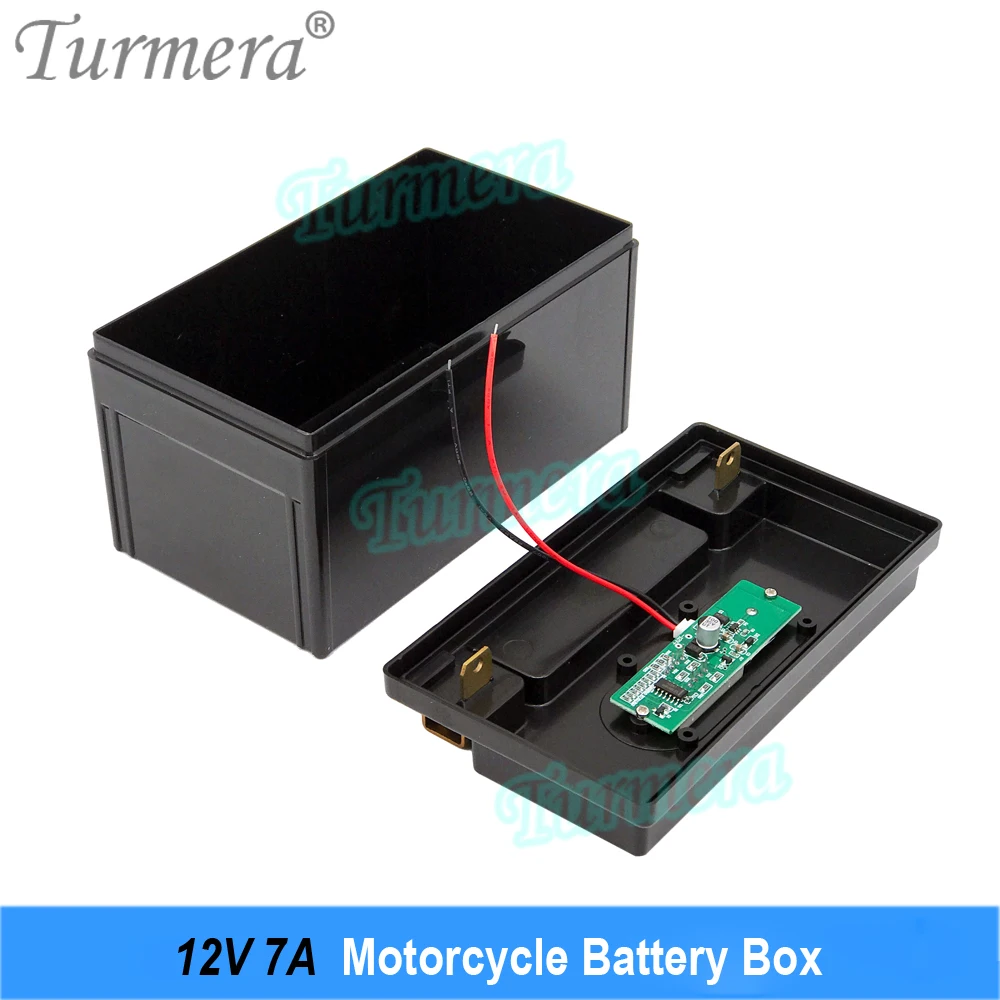 Turmera 12V 7A Motorcycle Battery Storage Box Empty with Indicator for Max. Can Install 8Pieces 32700 Lifepo4 Battery or Ups Use