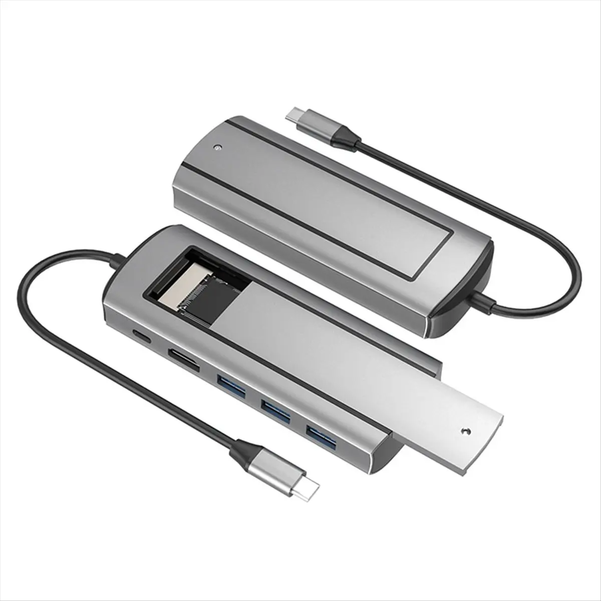 A46U 6-In-1 M.2 SSD HUB USB C Docking Station with Disk Storage USB 3.0 Type C to Compatible- Laptop for Laptops