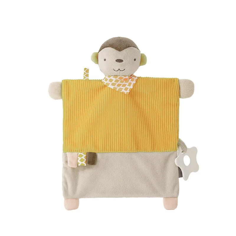 Softlife Monkey Soothing Security Blanket Corduroy Soft Plush Comfort Toy With Teether For Sleep Anxiety Relaxation