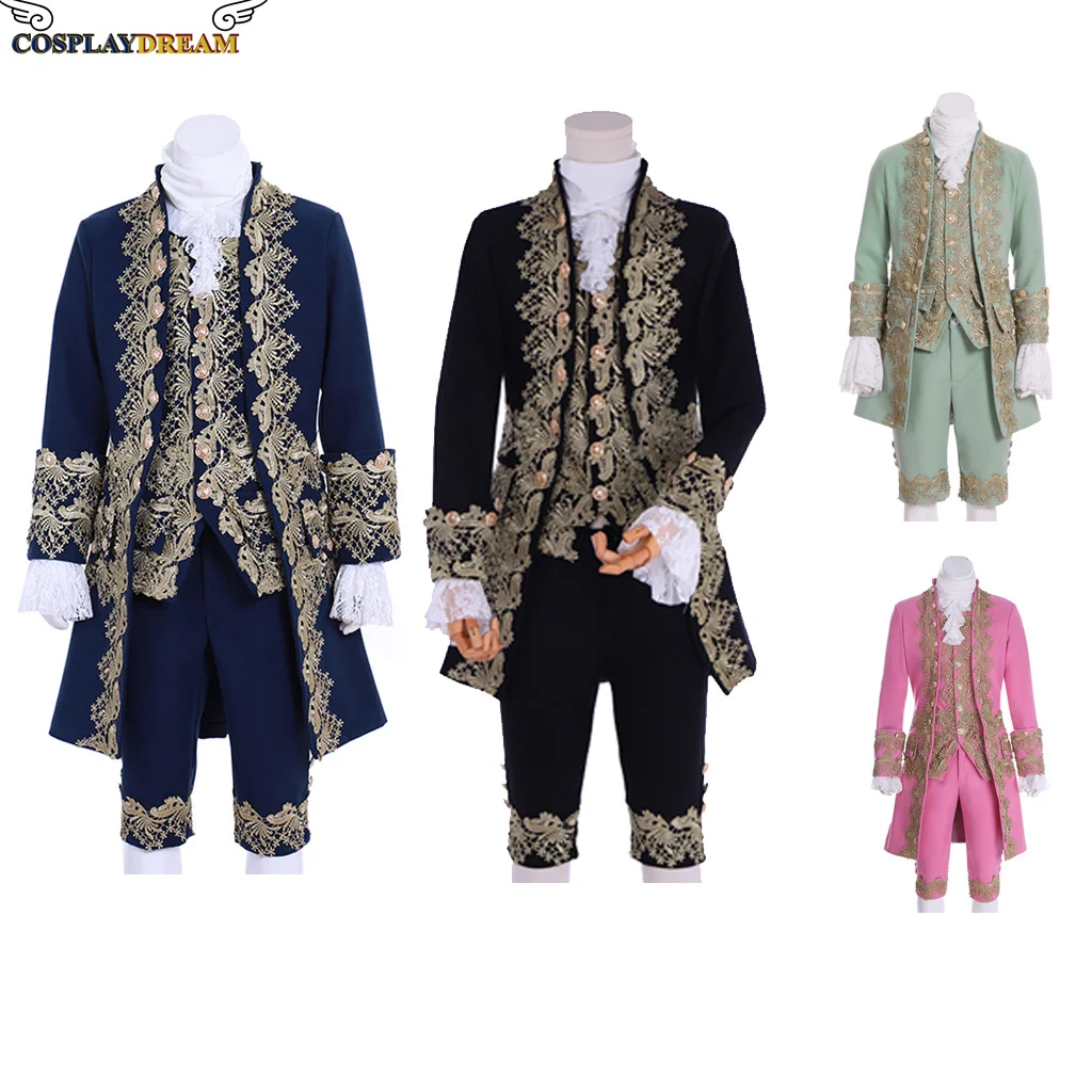 

(in stock) Medieval Victorian King Prince Costume Men's Jacket Vest pants set Blazer Suit Stage Theater Jabot Tie Outfit