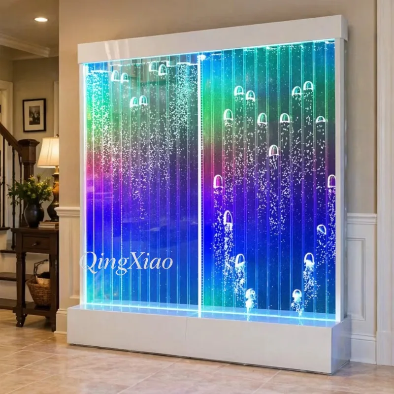 Acrylic Freestanding Bubble Water Wall Custom Size Indoor Decorative Partition Screen for Hotel Restaurant Office Space Division