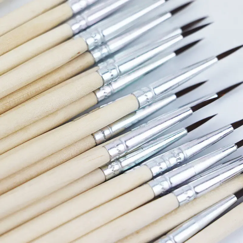 100 PCS  Hook Line Pen 000# Thin line Painting Brush Long Hair Wood Oil Watercolor Brush Art Supplies Wholesale of Painting Pen
