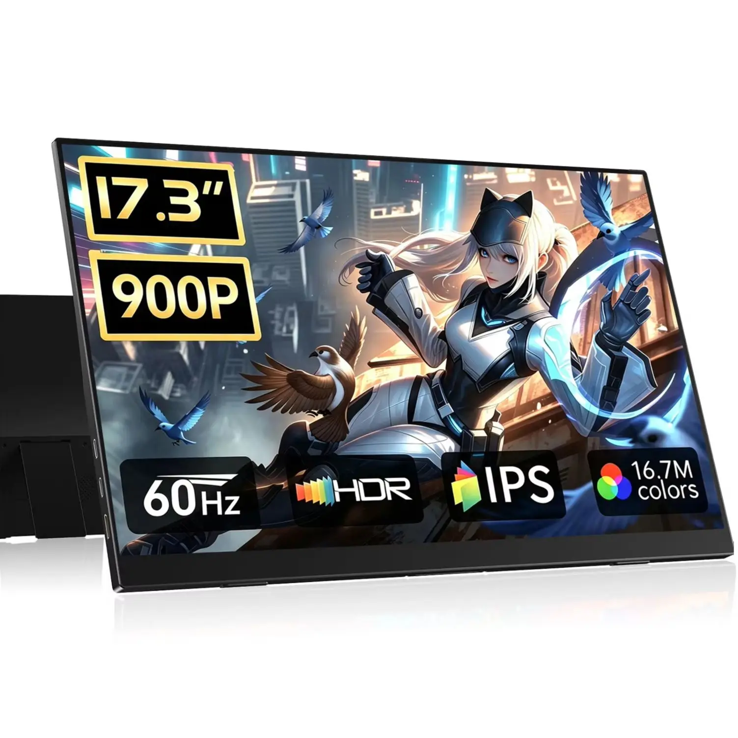 17.3 Inch Portable Monitor 1600*900 HD IPS 72% sRGB VESA External Secondary Display for Laptop Phone Xbox PC Switch Game Console