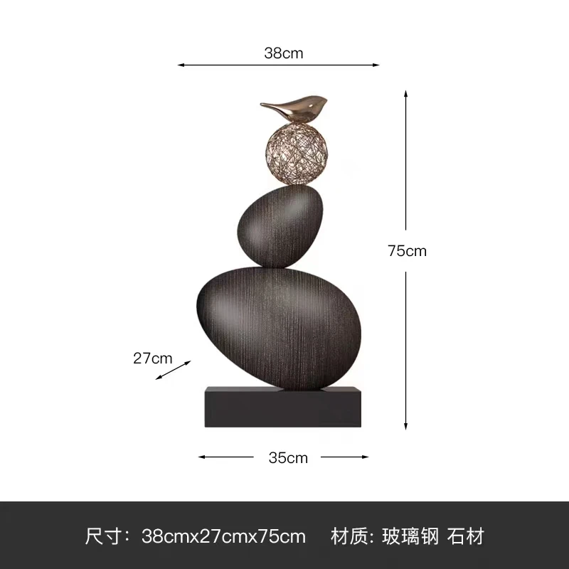 Imagem -06 - Pebble Esculturas e Estatuetas para Decoração de Casa Luxury Living Room Decor Acessórios Interiores Estátua de Arte Abstrata Ornamentos