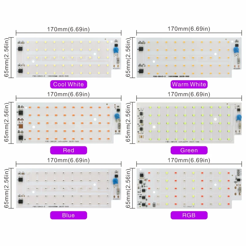 50W LED Chip for Flood Light SMD 2835 Outdoor Floodlight RGB Spotlight Lighting Beads AC 220V For LED Street Lamp