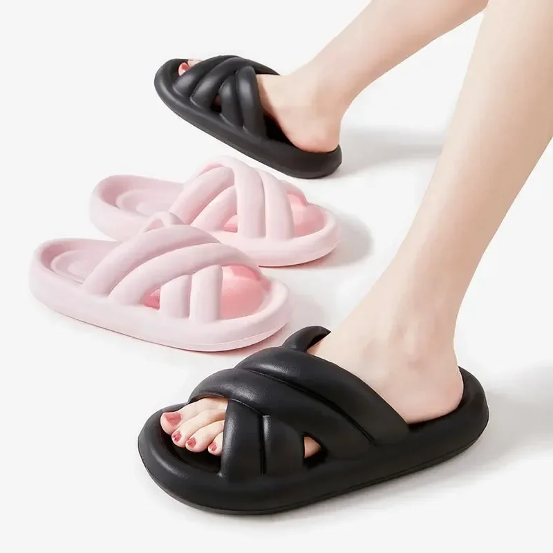 Women Thick Sole Slippers Men Summer Beach Slides Cloud Shoes Bathroom Anti-Slip Home Slipper Soft Sandals Fashion Flip-Flops