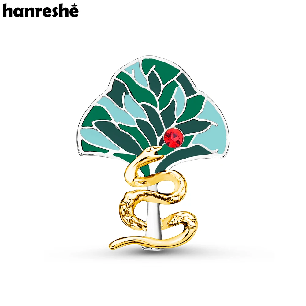 Hanreshe Creative Eden Snake Brooch Pin Luxury with Red Crystal Enamel Badge Mythical Jewelry for Women Girls Gifts