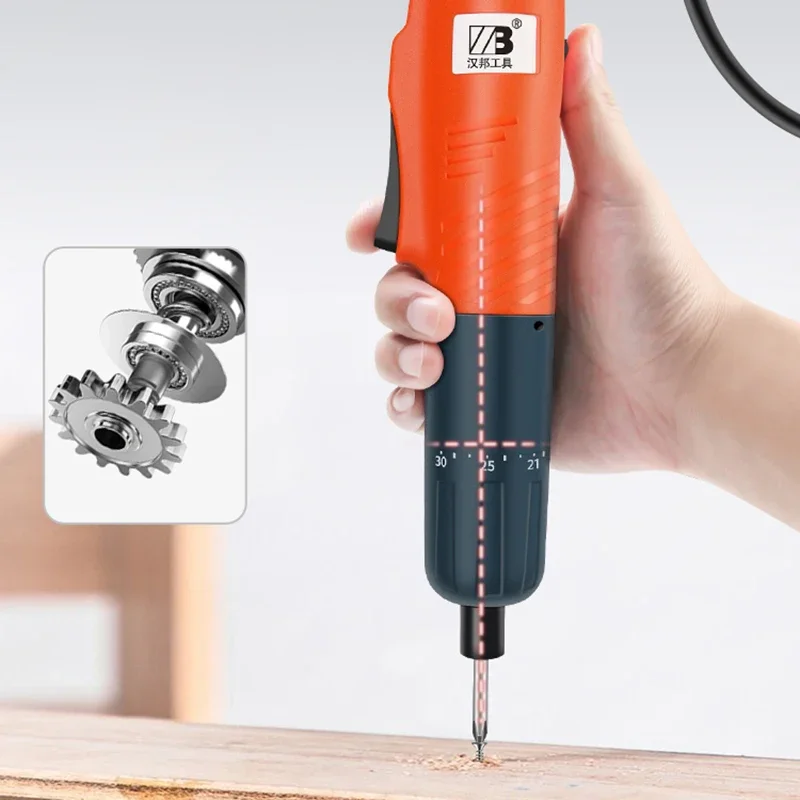 Industrial Electric Screwdriver 220V Direct Plug Electric Screwdriver Drill High Speed Adjustable Torque with Bits, Magnetizer