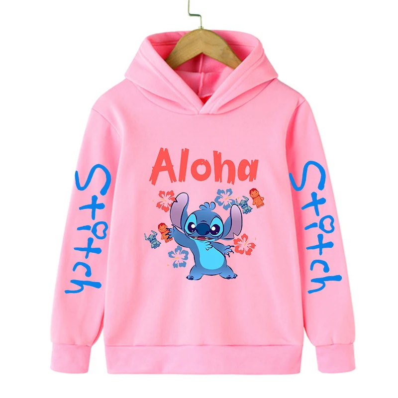 Moletom infantil Lilo e Stitch Cartoon, moletom manga, blusa casual de bebê, menina, roupa de menino, moda infantil, novo