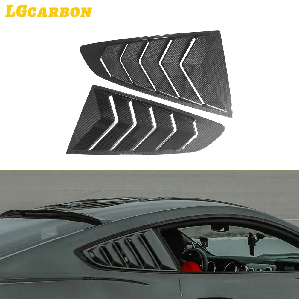 

LGcarbon 1/4 Quarter Black Carbon Fiber Side Window Louvers Scoop Cover Vent For 05-14 Ford Mustang