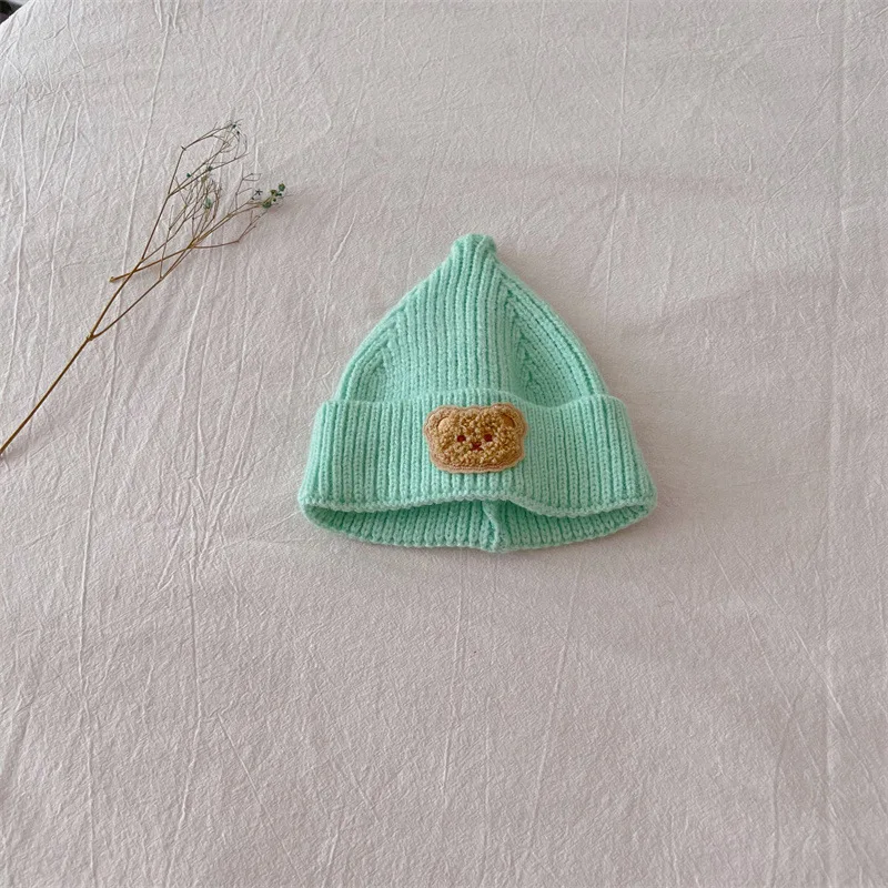 Korean Cartoon Infant Newborn Knitted Caps Winter Warm Embroidered Children Baby Woolen Warm Crochet Beanie Bonnet