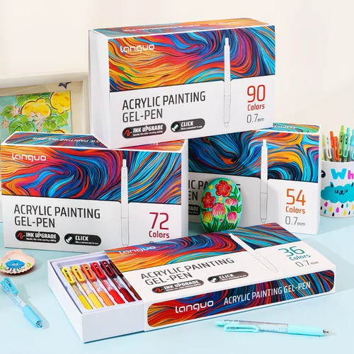 Imagen 2 del producto Bolígrafo de Gel de pintura acrílica con Clip, punta retráctil de 0,7mm, bolígrafos de tinta de gran capacidad, para diario, tarjetas, bricolaje, colorear, garabatos, Color apilable