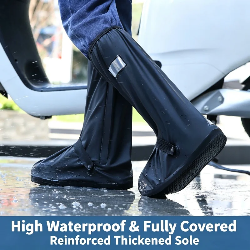 High Tube Waterproof Anti-Slip Rain Boot Shoes Cover Reusable Thicken Overshoes Cycling Hiking Rain Snow Shoes Pants Protectors