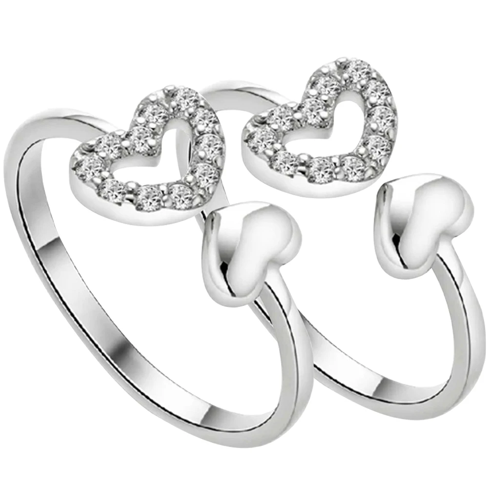 

2 Pcs for Women Opening Ring Heart Finger Ring Adjustable Open Finger Rings Women'S Rings Fashion Jewelry Gift