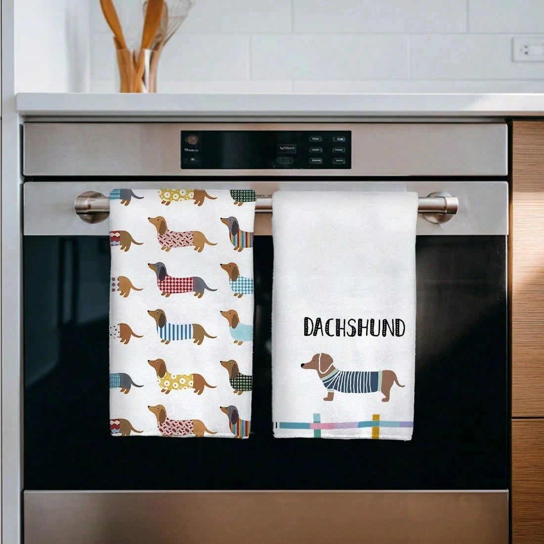 2PC Watercolor Cartoon Dachshu - Home Textiles Towel Set ulasan dan harga