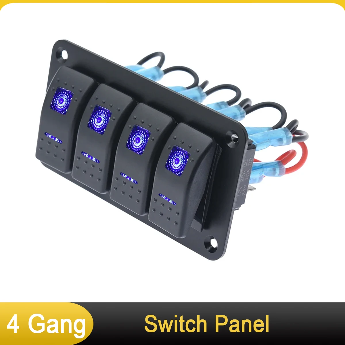 

4 Gang Car Boat Switch Panel 12V 24V Waterproof with LED Backlight ON/OFF Rocker Switch For Automotive Car Truck Boat RV