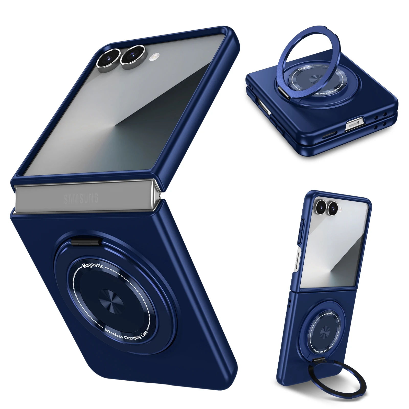 

360° Rotatable Ring Stand Phone Case for Samsung Z Flip 7 6 5 4 3 Strong Magnetic Lock Shockproof Protective Cover