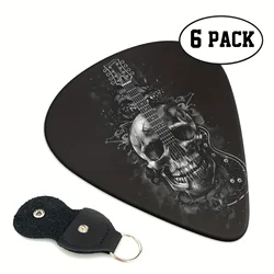 6 Pcs Original Sound Guitar Picks, Double-Sided Printed Ukulele Guitar Finger Shrapnel, Keychain Holster, Gift For Music Lovers