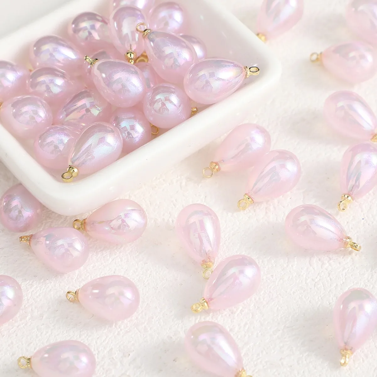 Z14 5Pcs 10mmx18mm Color Sweet Elegant Mini Acrylic Pearl Water Drop Chars Beads Jewelry Making DIY Necklace Ornaments Material