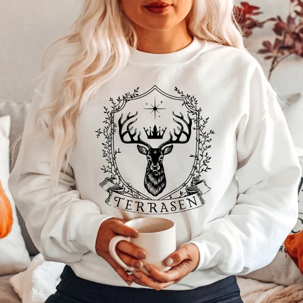 Terrasen Retro Sweatshirt Throne of Glass Merch SJM Bookish Shirt ACOTAR Hoodie Sweatshirts Aesthetic Streetwear Female Clothing