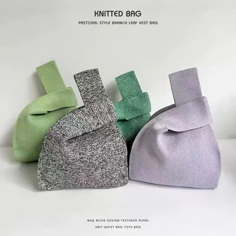 

Женские вязаные сумки с ручками сверху, вязаная сумка, подарочная нишевая дизайнерская сумка, сумка на плечо, универсальная милая тканая сумка