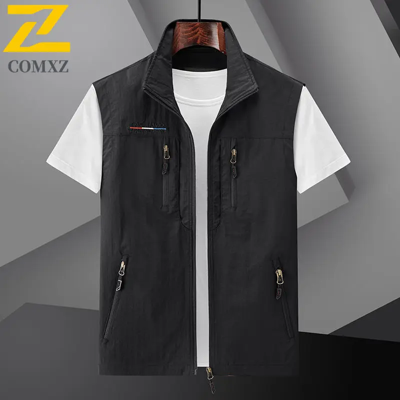 Gilet estivo da uomo 2024 stile sottile multi tasca impermeabile durevole di grandi dimensioni casual gilet da viaggio all'aperto giacca senza maniche da uomo